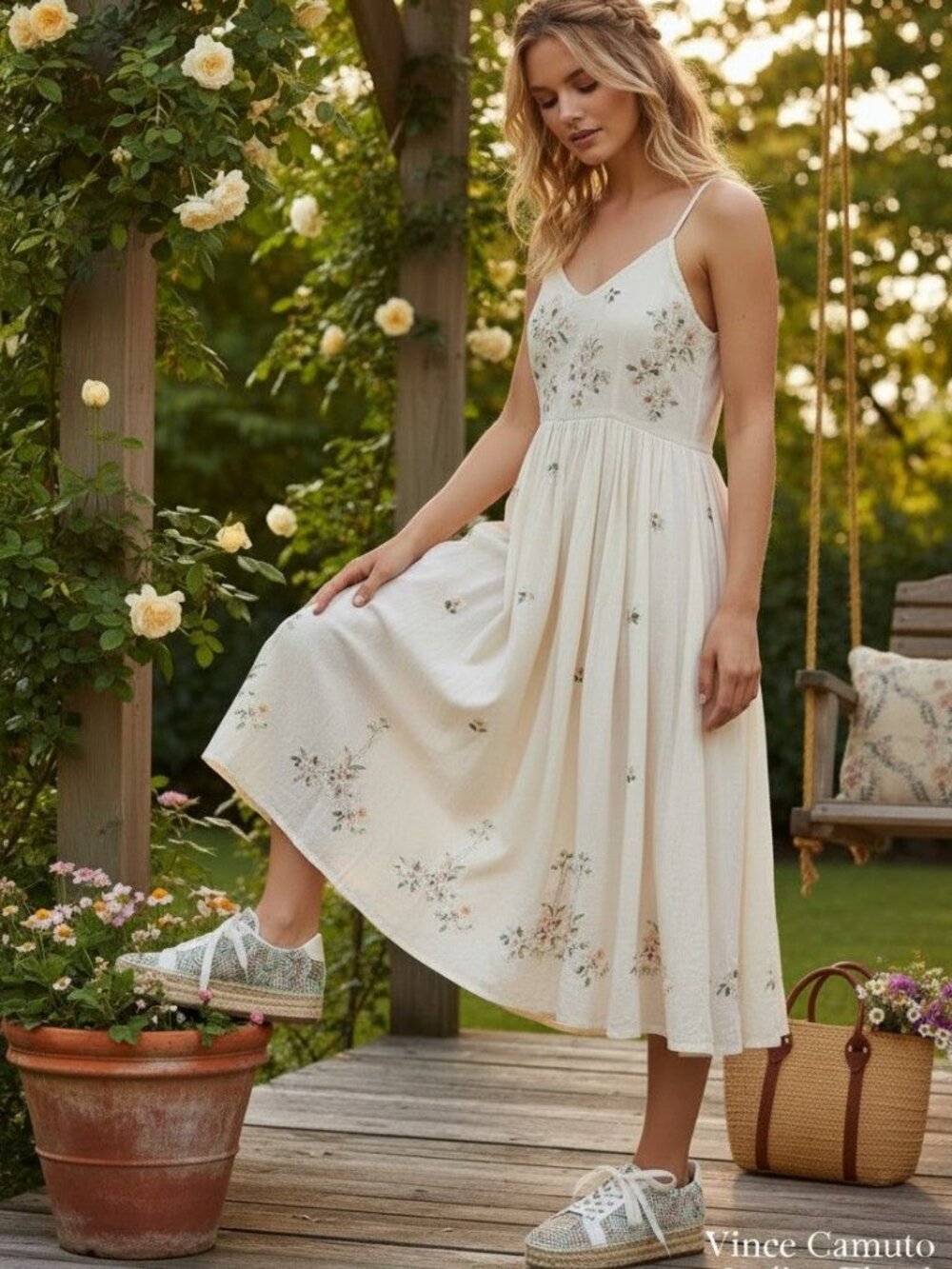 Vince Camuto Joellan Floral Jute Platform Sneakers boho-chic, cottagecore, beach - Picture 3 of 13